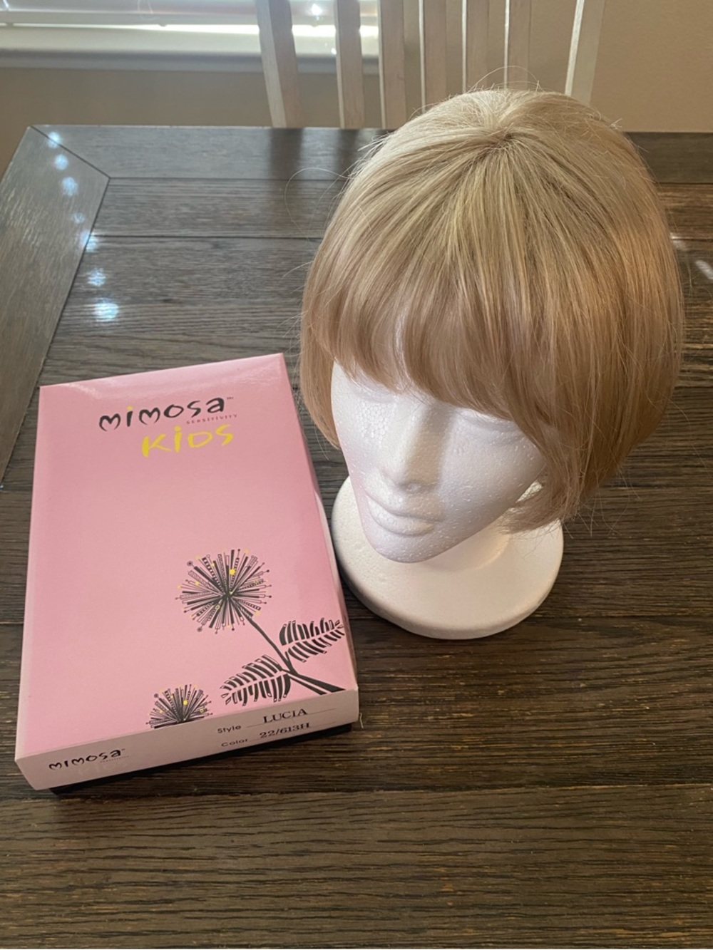 Mimosa Sensitivity Kids Wig Blonde Bob w Bangs Youth Synthetic Child Costume